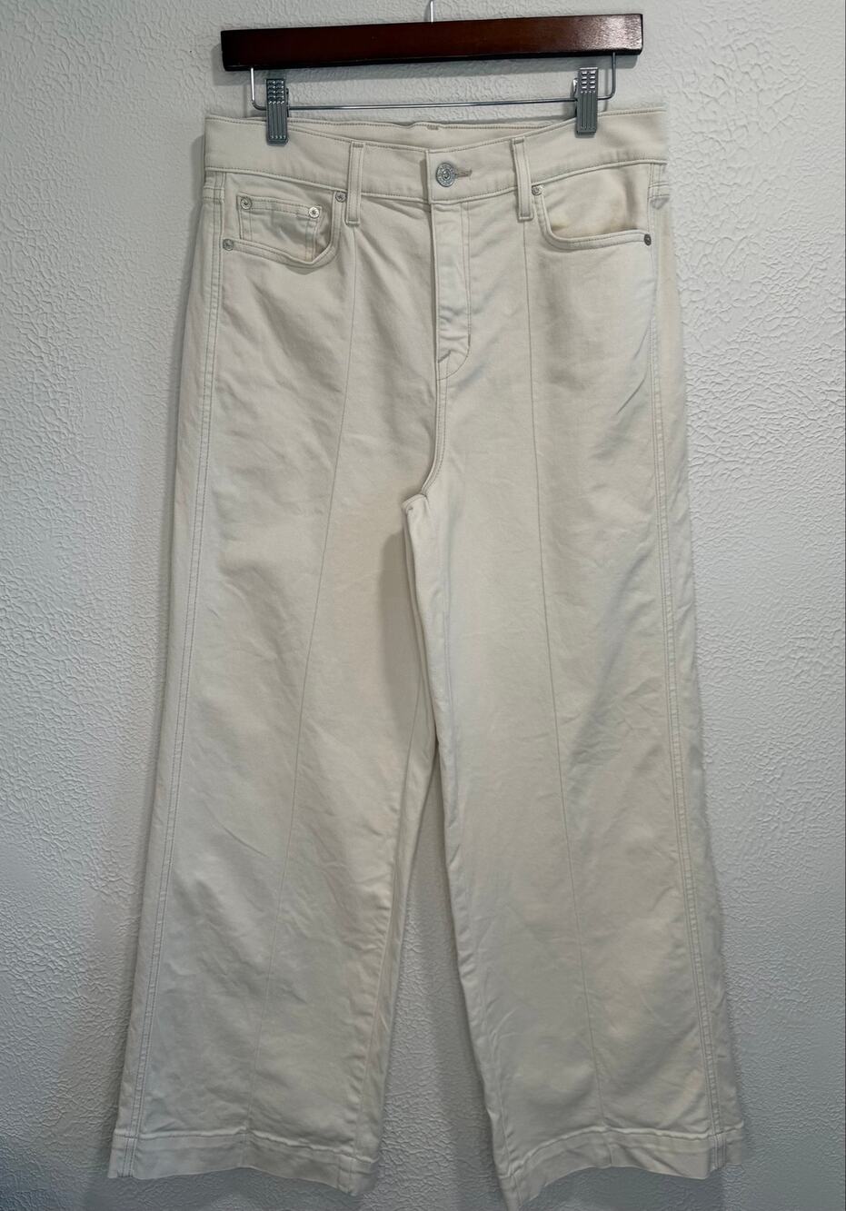 AYR The Top Floor Wide Leg Jeans Women’s 28S Cream Tahitian Vanilla Made in LA
